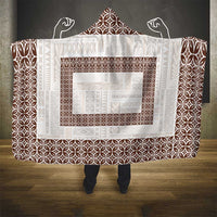 Samoa Siapo Brown Trimmed Hooded Blanket Samoa White Sunday - Polynesian Pride