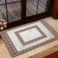 Samoa Siapo Brown Trimmed Rubber Doormat Samoa White Sunday - Polynesian Pride