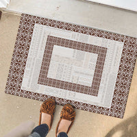 Samoa Siapo Brown Trimmed Rubber Doormat Samoa White Sunday - Polynesian Pride