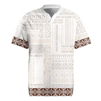 Samoa Siapo Brown Trimmed Rugby Jersey Samoa White Sunday LT01 Brown - Polynesian Pride