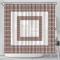 Samoa Siapo Brown Trimmed Shower Curtain Samoa White Sunday - Polynesian Pride