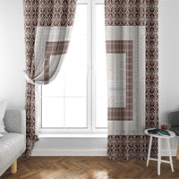 Samoa Siapo Brown Trimmed Window Curtain Samoa White Sunday - Polynesian Pride