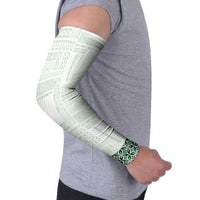 Samoa Siapo Green Trimmed Arm Sleeves Samoa White Sunday - Polynesian Pride