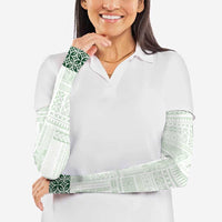 Samoa Siapo Green Trimmed Arm Sleeves Samoa White Sunday - Polynesian Pride