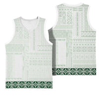 Samoa Siapo Green Trimmed Basketball Jersey Samoa White Sunday - Polynesian Pride