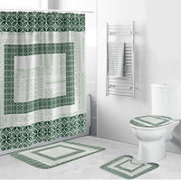 Samoa Siapo Green Trimmed Bathroom Set Samoa White Sunday - Polynesian Pride