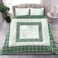 Samoa Siapo Green Trimmed Bedding Set Samoa White Sunday - Polynesian Pride