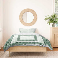 Samoa Siapo Green Trimmed Bedding Set Samoa White Sunday - Polynesian Pride