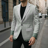 Samoa Siapo Green Trimmed Blazer Samoa White Sunday - Polynesian Pride