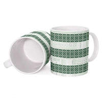 Samoa Siapo Green Trimmed Ceramic Mug Samoa White Sunday - Polynesian Pride