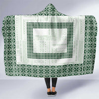 Samoa Siapo Green Trimmed Hooded Blanket Samoa White Sunday - Polynesian Pride