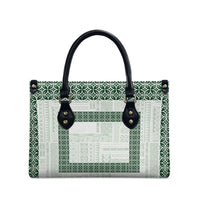 Samoa Siapo Green Trimmed Leather Bag Samoa White Sunday - Polynesian Pride