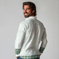 Samoa Siapo Green Trimmed Long Sleeve Polo Shirt Samoa White Sunday - Polynesian Pride