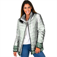 Samoa Siapo Green Trimmed Padded Jacket Samoa White Sunday - Polynesian Pride
