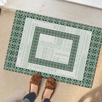 Samoa Siapo Green Trimmed Rubber Doormat Samoa White Sunday - Polynesian Pride