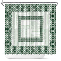 Samoa Siapo Green Trimmed Shower Curtain Samoa White Sunday - Polynesian Pride