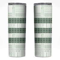 Samoa Siapo Green Trimmed Skinny Tumbler Samoa White Sunday - Polynesian Pride