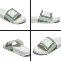 Samoa Siapo Green Trimmed Slide Sandals Samoa White Sunday - Polynesian Pride