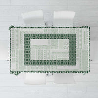 Samoa Siapo Green Trimmed Tablecloth Samoa White Sunday - Polynesian Pride