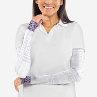 Samoa Siapo Purple Trimmed Arm Sleeves Samoa White Sunday - Polynesian Pride