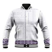 Samoa Siapo Purple Trimmed Baseball Jacket Samoa White Sunday - Polynesian Pride
