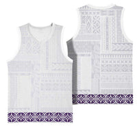 Samoa Siapo Purple Trimmed Basketball Jersey Samoa White Sunday - Polynesian Pride