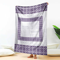 Samoa Siapo Purple Trimmed Blanket Samoa White Sunday LT01 - Polynesian Pride
