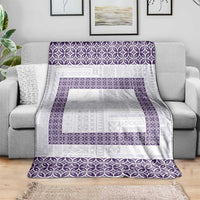 Samoa Siapo Purple Trimmed Blanket Samoa White Sunday LT01 - Polynesian Pride
