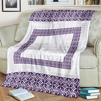 Samoa Siapo Purple Trimmed Blanket Samoa White Sunday LT01 - Polynesian Pride