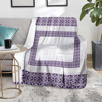 Samoa Siapo Purple Trimmed Blanket Samoa White Sunday LT01 - Polynesian Pride
