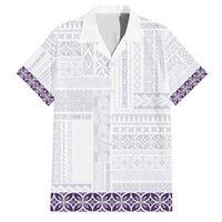 Samoa Siapo Purple Trimmed Family Matching Long Sleeve Bodycon Dress and Hawaiian Shirt Samoa White Sunday - Polynesian Pride