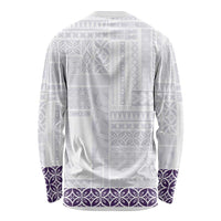 Samoa Siapo Purple Trimmed Long Sleeve Shirt Samoa White Sunday - Polynesian Pride