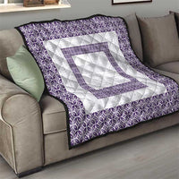 Samoa Siapo Purple Trimmed Quilt Samoa White Sunday - Polynesian Pride