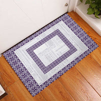 Samoa Siapo Purple Trimmed Rubber Doormat Samoa White Sunday - Polynesian Pride