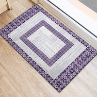 Samoa Siapo Purple Trimmed Rubber Doormat Samoa White Sunday - Polynesian Pride