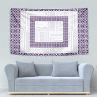 Samoa Siapo Purple Trimmed Tapestry Samoa White Sunday - Polynesian Pride