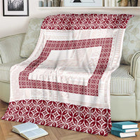 Samoa Siapo Red Trimmed Blanket Samoa White Sunday LT01 - Polynesian Pride