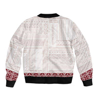 Samoa Siapo Red Trimmed Bomber Jacket Samoa White Sunday - Polynesian Pride