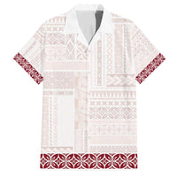 Samoa Siapo Red Trimmed Family Matching Summer Maxi Dress and Hawaiian Shirt Samoa White Sunday - Polynesian Pride