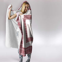 Samoa Siapo Red Trimmed Hooded Blanket Samoa White Sunday - Polynesian Pride