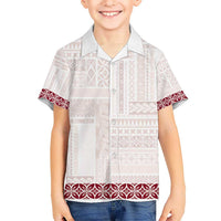 Samoa Siapo Red Trimmed Kid Hawaiian Shirt Samoa White Sunday - Polynesian Pride