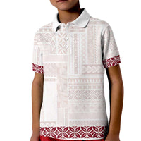 Samoa Siapo Red Trimmed Kid Polo Shirt Samoa White Sunday - Polynesian Pride