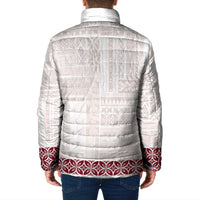 Samoa Siapo Red Trimmed Padded Jacket Samoa White Sunday - Polynesian Pride