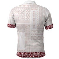 Samoa Siapo Red Trimmed Polo Shirt Samoa White Sunday - Polynesian Pride