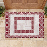 Samoa Siapo Red Trimmed Rubber Doormat Samoa White Sunday - Polynesian Pride