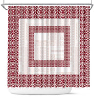 Samoa Siapo Red Trimmed Shower Curtain Samoa White Sunday - Polynesian Pride