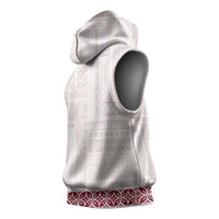 Samoa Siapo Red Trimmed Sleeveless Hoodie Samoa White Sunday - Polynesian Pride