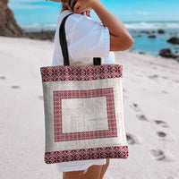 Samoa Siapo Red Trimmed Tote Bag Samoa White Sunday - Polynesian Pride