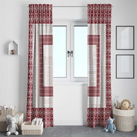 Samoa Siapo Red Trimmed Window Curtain Samoa White Sunday - Polynesian Pride