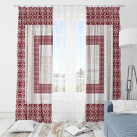 Samoa Siapo Red Trimmed Window Curtain Samoa White Sunday - Polynesian Pride